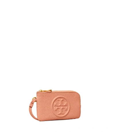 Shop Tory Burch Perry Bombe Top-zip Card Case In Pink Moon