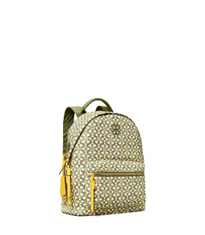 Shop Tory Burch Piper Printed Small Zip Backpack In Yellow Gemini Medallion