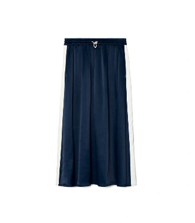 Shop Tory Sport Tory Burch Satin Track Skirt In Tory Navy/snow White