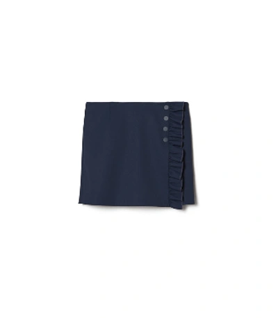Tory Sport Tech Twill Ruffle Performance Skort In Tory Navy