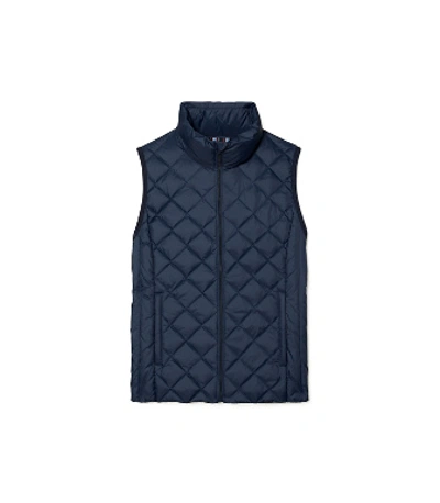 Shop Tory Sport Tory Burch Quilted Packable Down Vest In Tory Navy