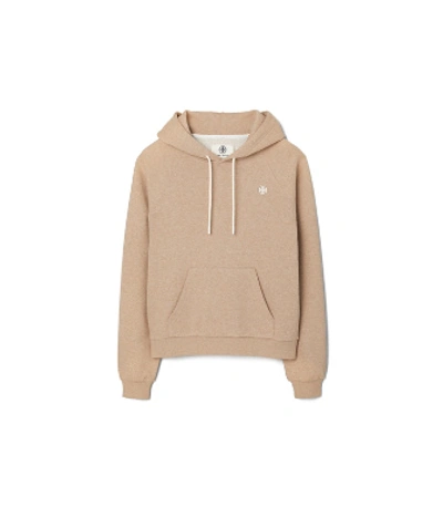 Shop Tory Sport Raglan French Terry Hoodie In Natural Heather