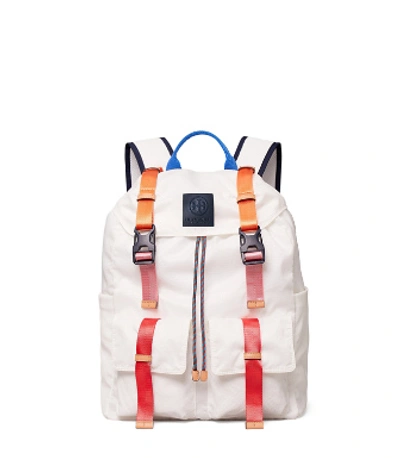 Shop Tory Sport Ripstop Nylon Color-block Backpack In Snow White