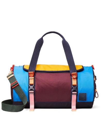Shop Tory Sport Ripstop Nylon Color-block Duffle Bag In Navy Blue