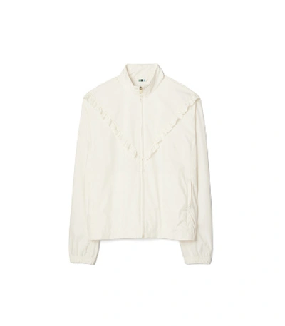 Shop Tory Sport Tory Burch Ruffle Windbreaker In Snow White