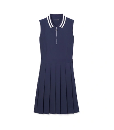 Tory Sport Tory Burch Performance Pleated-collar Golf Dress In Tory Navy