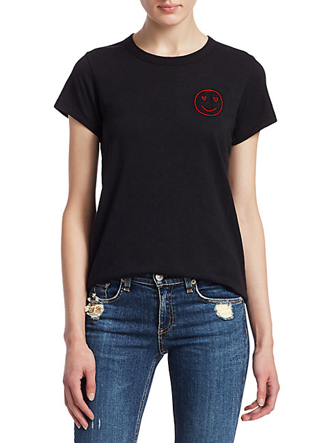 Rag & Bone Love Face Embroidered T-shirt In Black | ModeSens