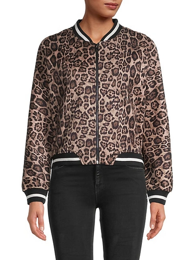 Shop Bb Dakota Cat Fight Leopard-print Bomber Jacket In Brown