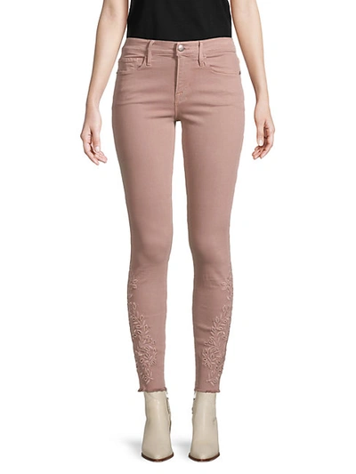 Shop Frame Le Skinny Ankle Cropped Jeans In Dusty Rose