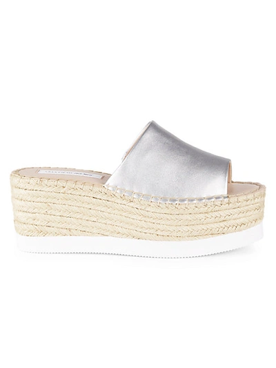 Shop Saks Fifth Avenue Skylee Metallic Platform Espadrille Slides In Silver