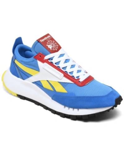 Shop Reebok Men's Classic Legacy Running Sneakers From Finish Line In Dynamic Blue, Instinct Red