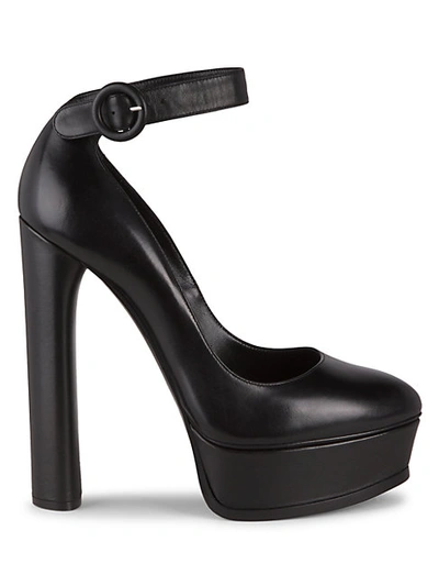 Shop Casadei Leather Ankle-strap Mary Jane Pumps In Black