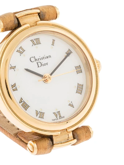 Pre-owned Dior  Rounded Wrist Watch In Gold