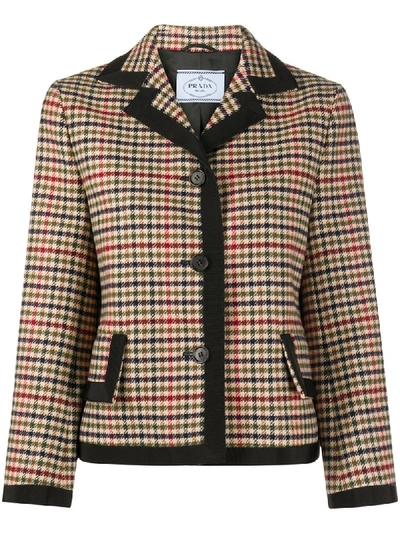 PRADA HOUNDSTOOTH FITTED JACKET 