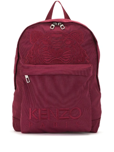 Shop Kenzo Small Tiger Embroidered Backpack In Red