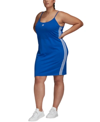 Shop Adidas Originals Plus Size Tank Dress In Royal Blue