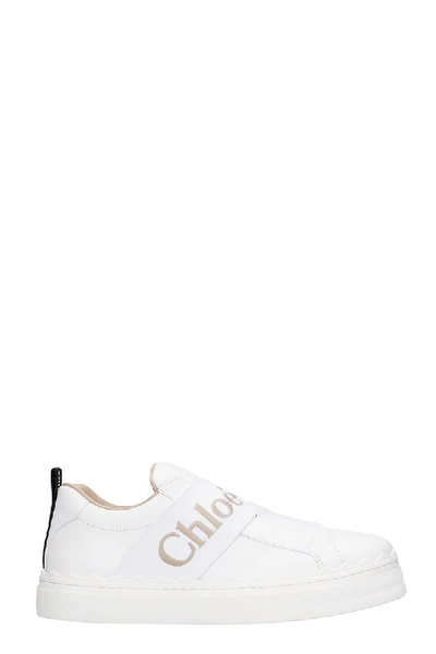 Shop Chloé Lauren Strap Sneakers In White Leather
