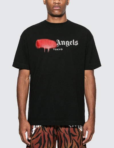 Shop Palm Angels Tokyo Sprayed Logo T-shirt In Black