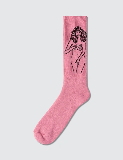 Shop Palm Angels Exotic Woman Socks In Pink