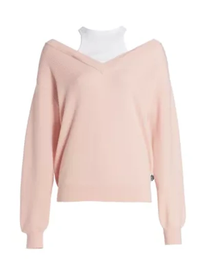 Shop Alexander Wang T Bi-layer Merino Wool Sweater In Light Peach