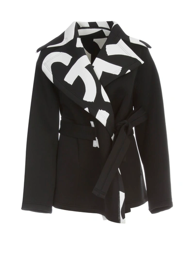 Shop Issey Miyake Short Coat W/belt In Black Hued