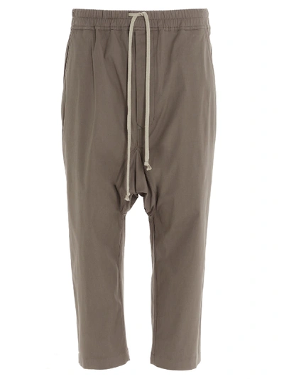 Shop Rick Owens Drawstring Cropped Pants In Grey
