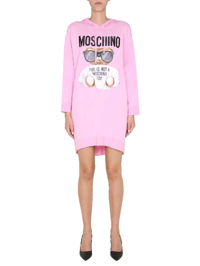 Shop Moschino Hooded Dress In Rosa