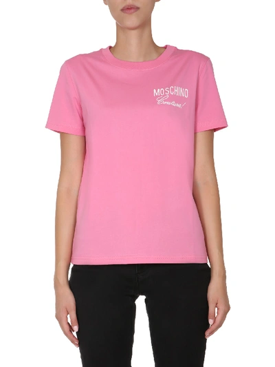 Shop Moschino Round Neck T-shirt In Rosa