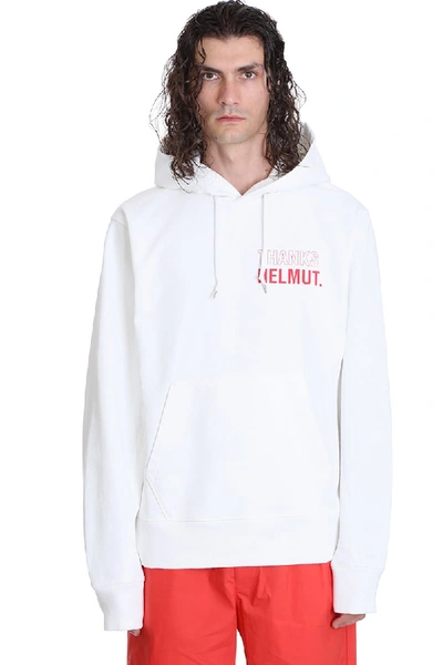 Shop Helmut Lang Standard Hoodie Sweatshirt In White Cotton