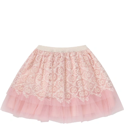 Shop Gucci Pink Skirt With Double Gg For Baby Girl