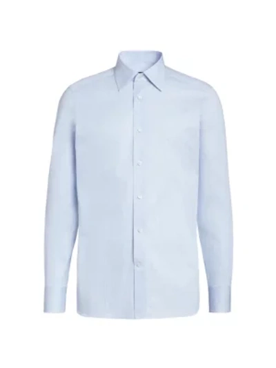 Shop Ermenegildo Zegna Double Stripe Dress Shirt In Blue White