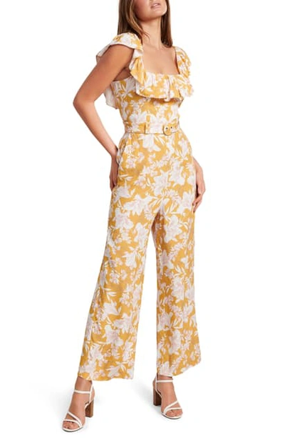 Shop Ever New Samantha Floral Frill Belted Jumpsuit In Yellow Print