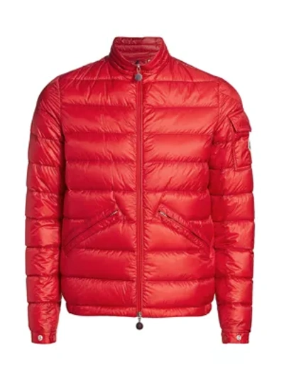 Shop Moncler Agay Down Puffer Coat In Red