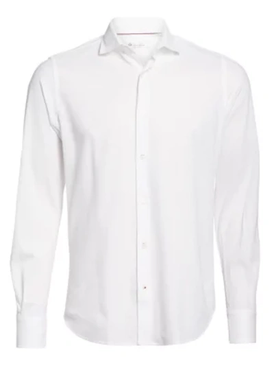 Shop Loro Piana Men's Leisure-fit Cotton Casual Button-down Shirt In White