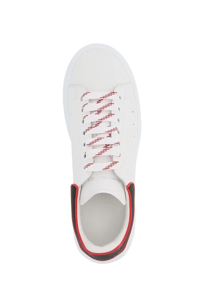 Alexander Mcqueen Exaggerated-sole Rubber-trimmed Leather Sneakers In White,black,red