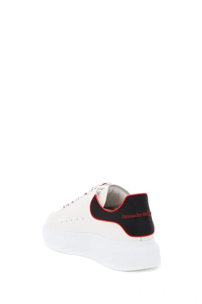 Alexander Mcqueen Exaggerated-sole Rubber-trimmed Leather Sneakers In White,black,red