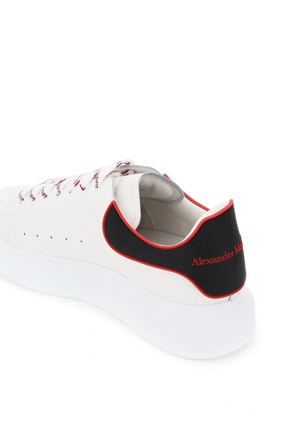 Alexander Mcqueen Exaggerated-sole Rubber-trimmed Leather Sneakers In White,black,red