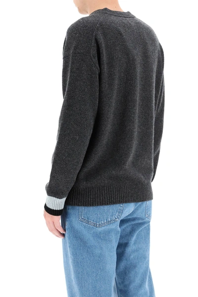 Shop Kenzo K Intarsia Sweater In Grey,black,light Blue