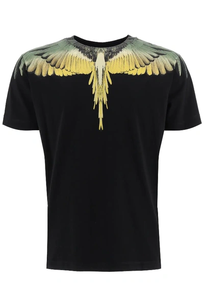 Shop Marcelo Burlon County Of Milan Multicolour Wings T-shirt In Black,yellow,khaki