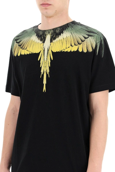 Shop Marcelo Burlon County Of Milan Multicolour Wings T-shirt In Black,yellow,khaki