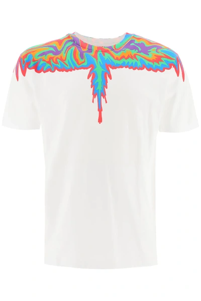 Shop Marcelo Burlon County Of Milan Psychedelic Wings T-shirt In White,blue,red