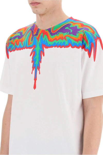 Shop Marcelo Burlon County Of Milan Psychedelic Wings T-shirt In White,blue,red