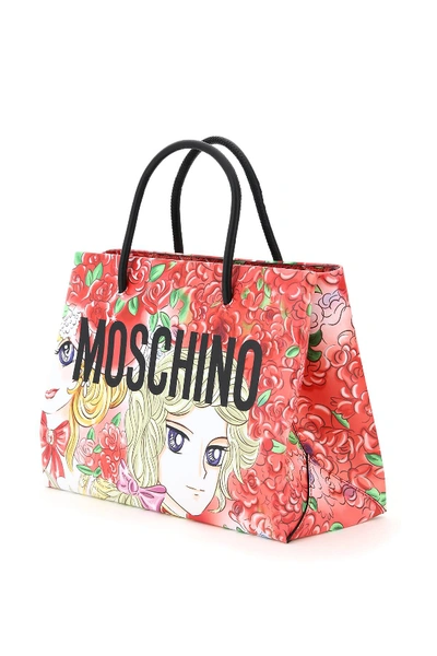 Shop Moschino Marie Antoinette Leather Tote Bag Lady Oscar Print In Red,black,green