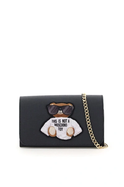 Shop Moschino Teddy Bear Sunglasses Mini Bag In Black