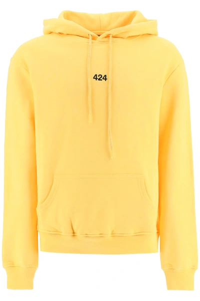 Shop 424 Hooded Sweatshirt With Logo Embroidery In Yellow