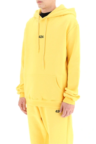 Shop 424 Hooded Sweatshirt With Logo Embroidery In Yellow