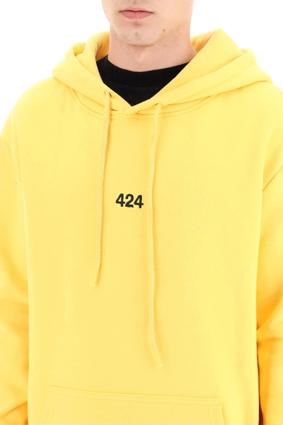 Shop 424 Hooded Sweatshirt With Logo Embroidery In Yellow