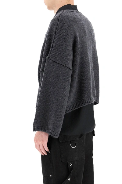 Shop Raf Simons Rs Intarsia Sweater In Grey,blue,black