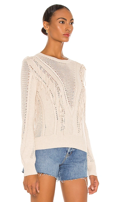 Shop Autumn Cashmere Cable &amp; Mesh Fringe Crew Sweater In Natural