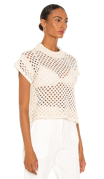 Shop Apiece Apart Ami Cropped Net Knit Top In Cream